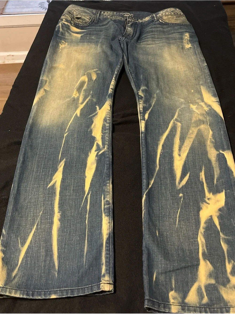 Robin's Jean Men's Blue Bleached Bootcut Jeans Size 38 Waist 34 Long
